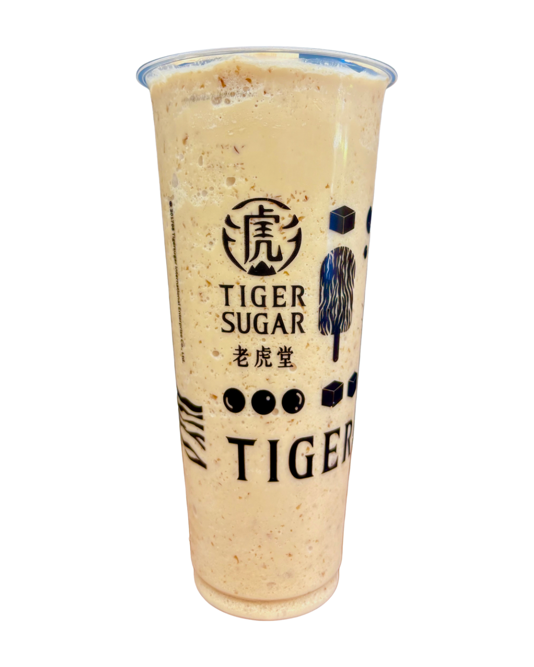 A tall Tiger Sugar drink with a creamy, blended appearance. The cup is branded with the Tiger Sugar logo.