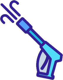 A blue high pressure washer icon on a white background.