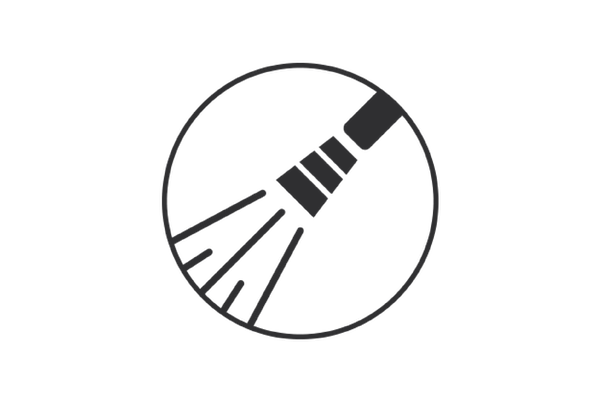 A black and white drawing of a hose in a circle on a white background.