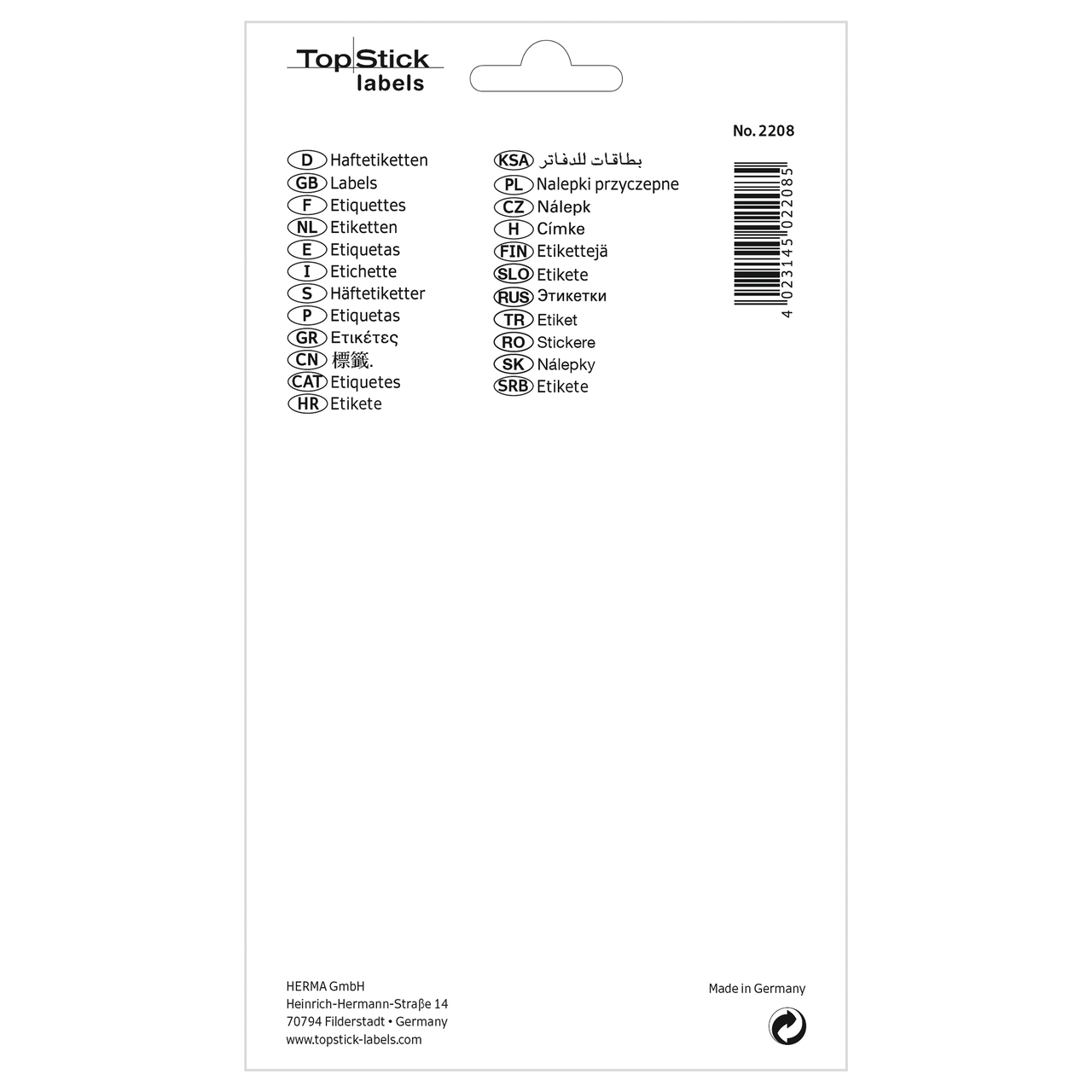 Etiquetas Permanentes Topstick