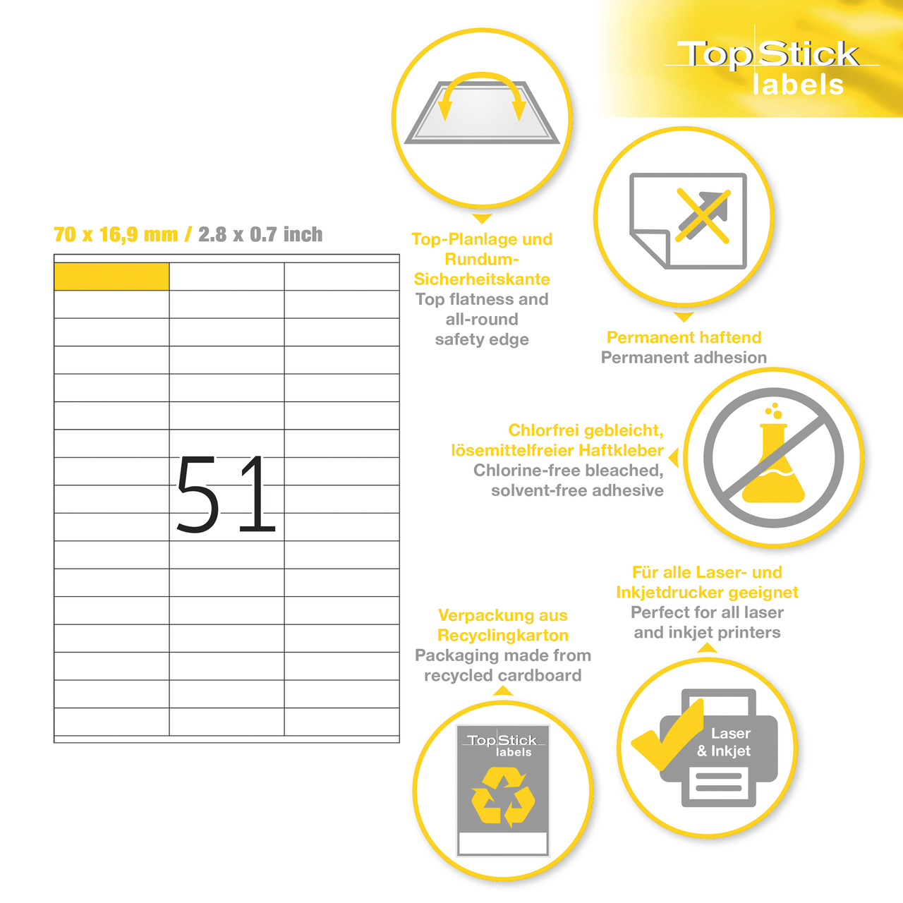 Etiquetas TopStick A4