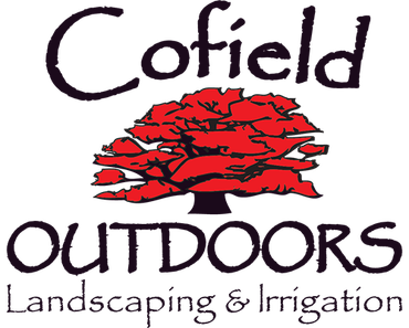 Logo for Cofield Outdoors featuring a stylized red tree between the company name and 