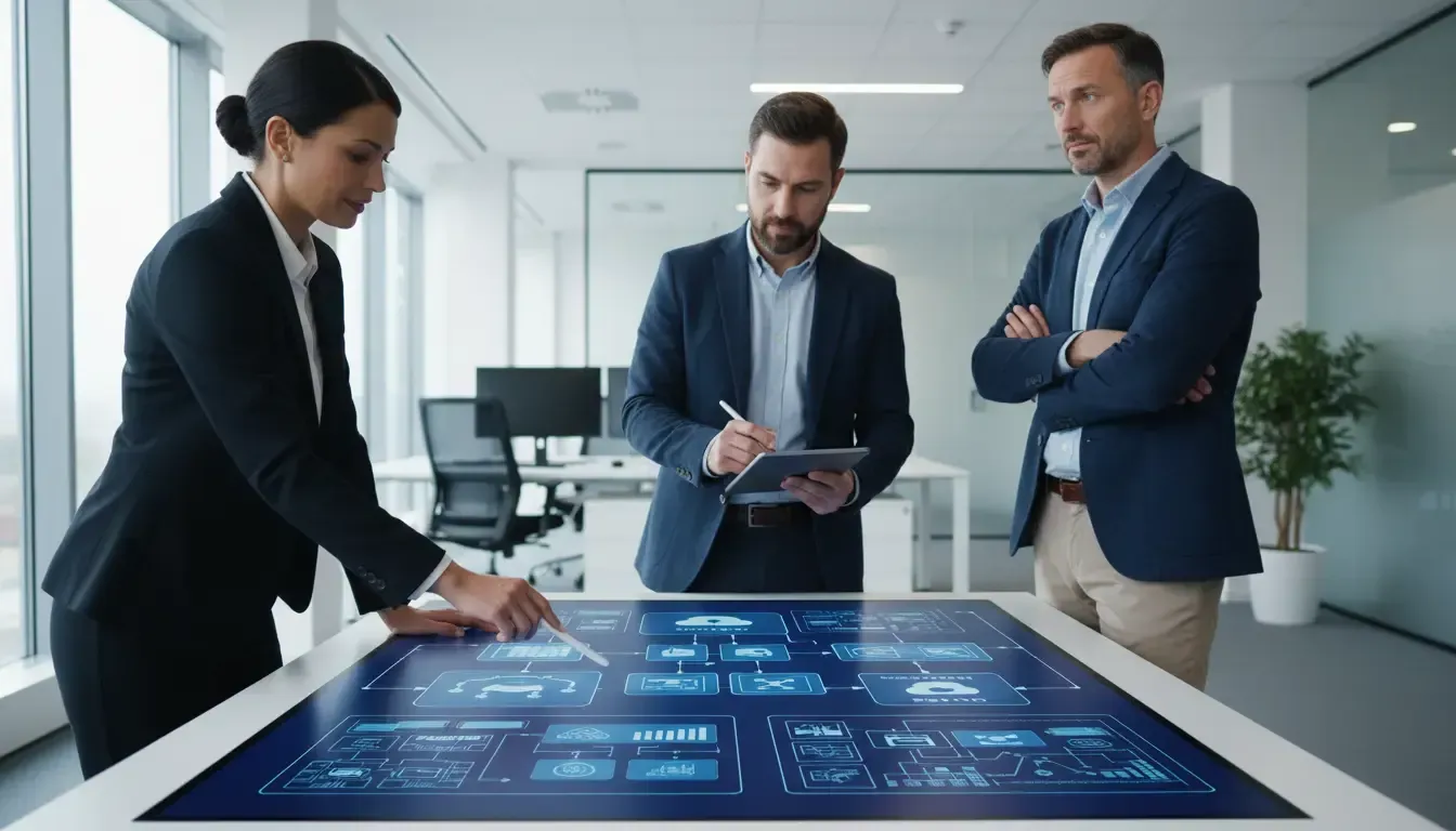 empresários conversando sobre arquitetura de e-commerce
