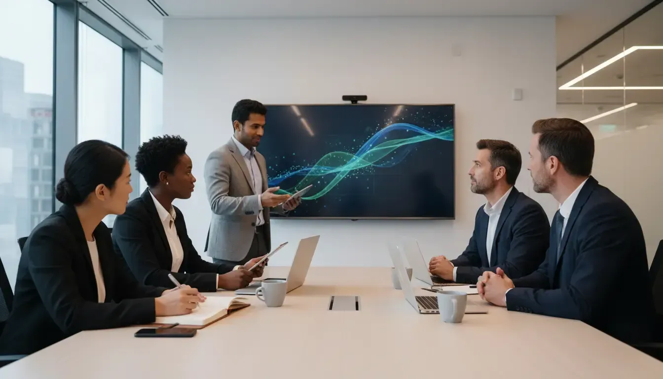 Profissionais em uma reunião discutindo o escopo de contratação de consultoria de CRM