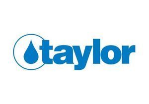 Blue Taylor brand logo featuring a water droplet inside a circle next to the company name in lowercase, bold letters.