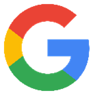 The google logo is a rainbow colored circle with a blue g in the middle.