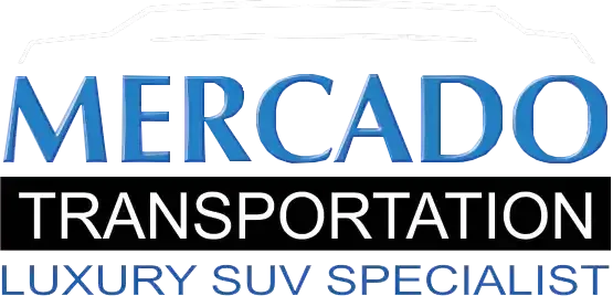 Logo for Mercado Transportation, a luxury SUV specialist, in blue and black.