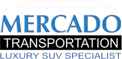 Logo for Mercado Transportation, a luxury SUV specialist, in blue and black.
