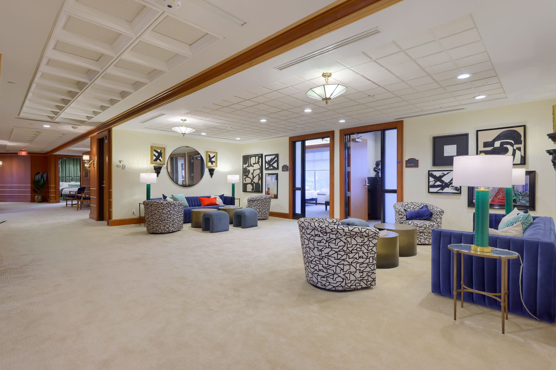 A large room with a lot of furniture in it