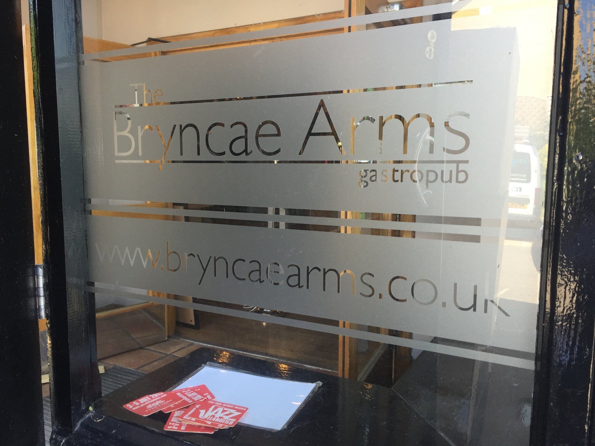 Bryncae Arms Window Etch