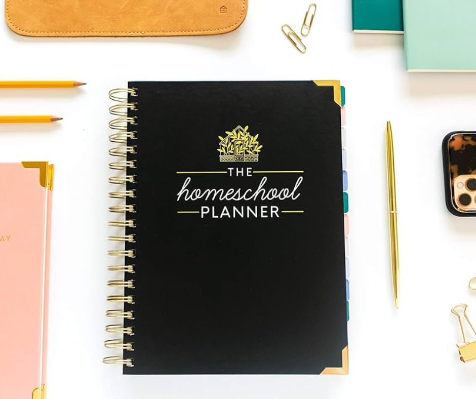 The Homeschool Planner: Beautiful and Undated with Monthly Tabs | To Do List, Goals, Meal Planning & Academic Tools | Homeschooling, Distance Learning & Family Organizer | Gold Spiral 