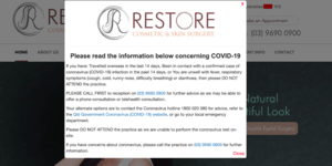 A screen shot of a website that says restore on it