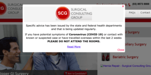 A screen shot of a surgical consulting group website