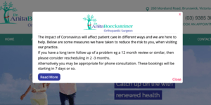 A screenshot of a medical website pop up