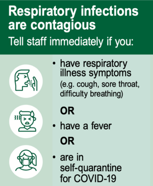 A sign that says respiratory infections are contagious