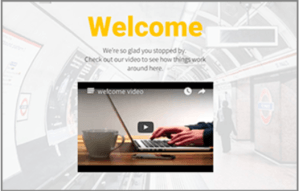 A welcome video with a person typing on a laptop