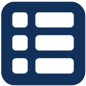 A blue square with white squares inside of it on a white background.