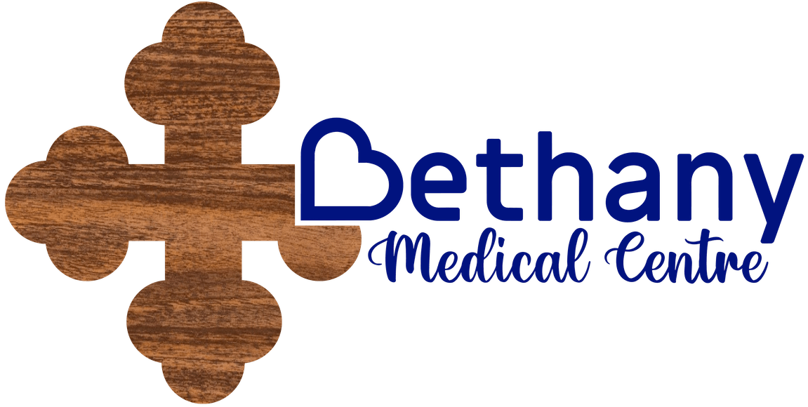 The logo for bethany medical centre has a wooden cross on it.