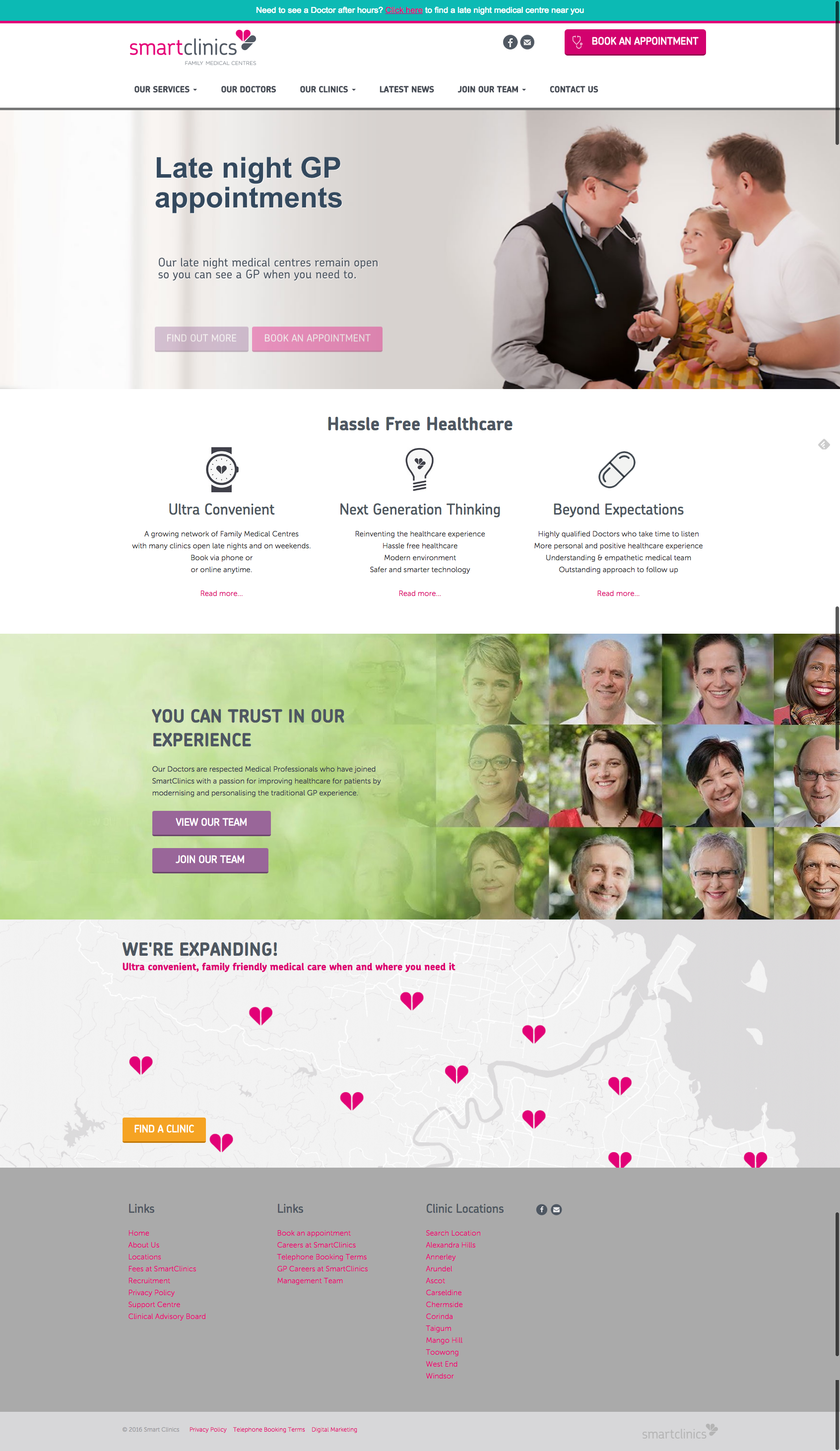 Smart Clinics, Family Medical Centres website design