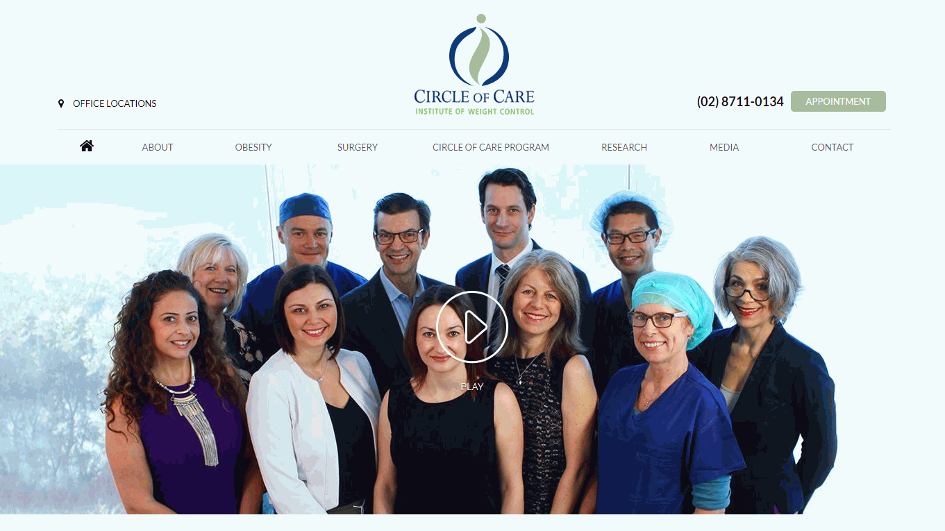 Circle of Care Institute of Weight Control Website Design