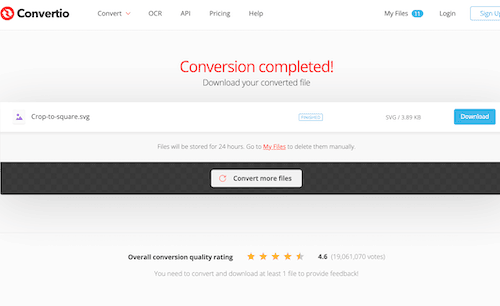 The conversion is completed and you can download your converted file.