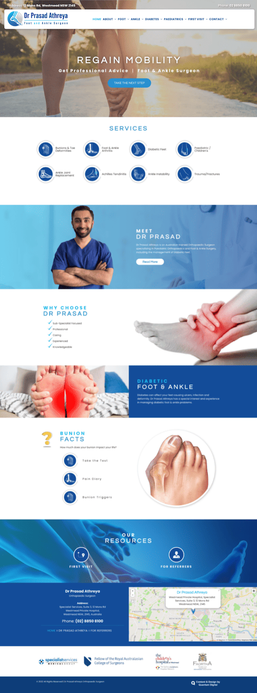 About Dr Prasad Athreya, Foot & Ankle Surgeon