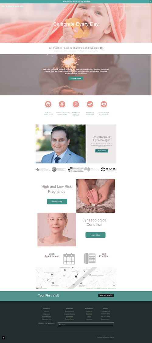 A screenshot of a website with a picture of a baby and a man.