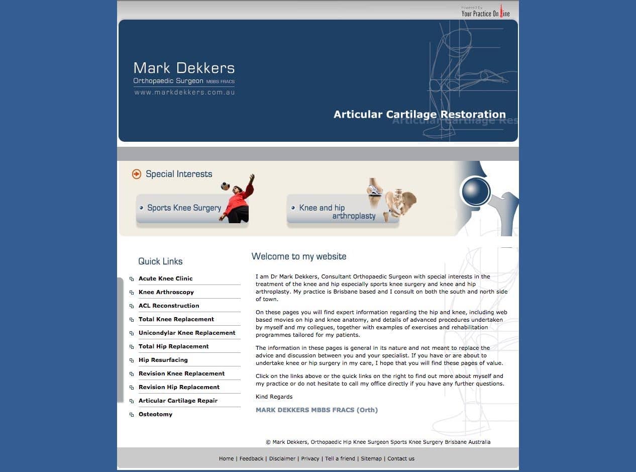 Website Design, Orthopedic Surgeon, Dr Mark Dekkers