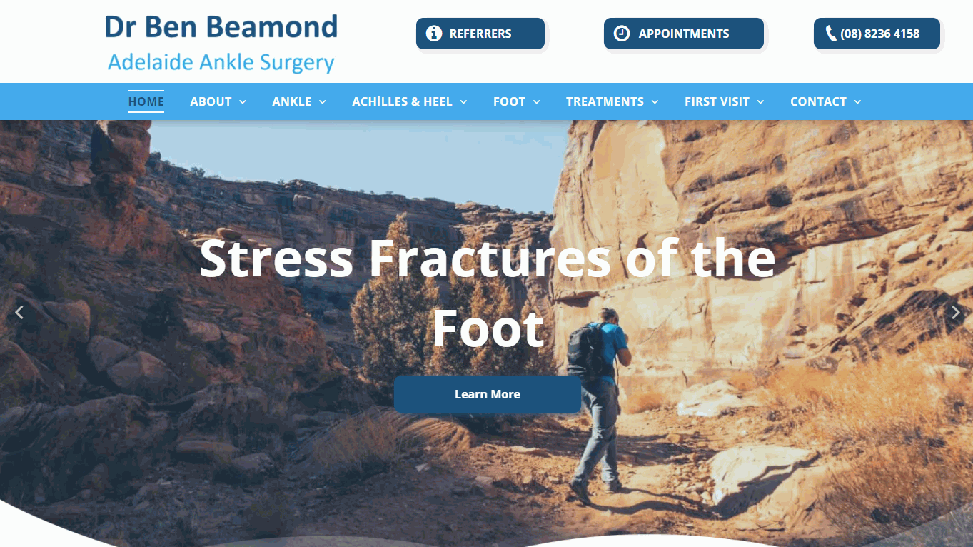 Dr Ben Beamond, Orthopaedic Ankle and Foot Surgeon Website Design