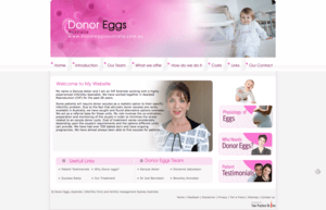 A website for donor eggs shows a woman and a baby
