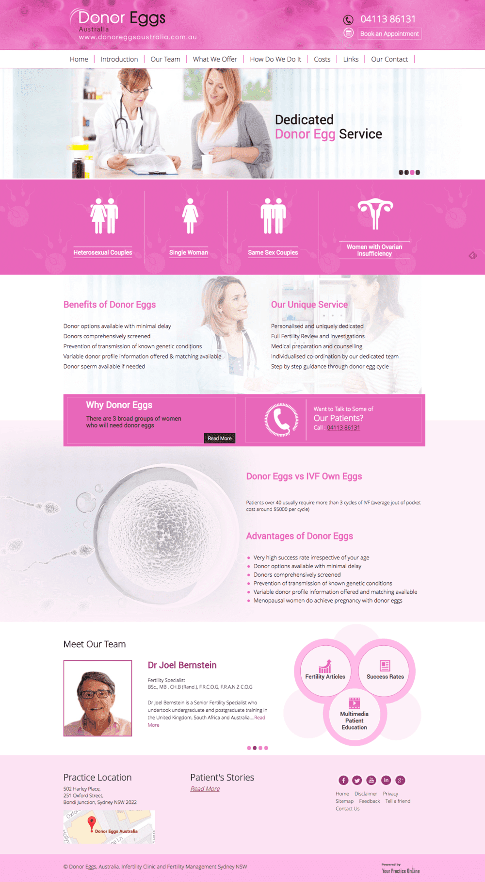 A screenshot of a website for a doctor 's office.