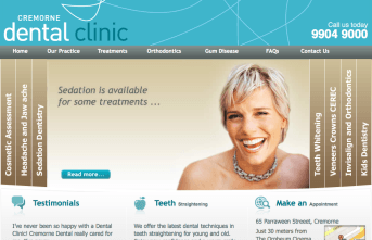A sample custom website design of a dental clinic