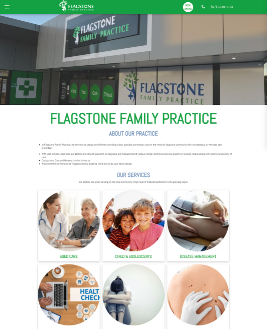 Custom design for General Practice Brisbane Website Desktop Version