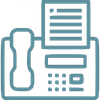 An icon of a fax machine with a piece of paper coming out of it.