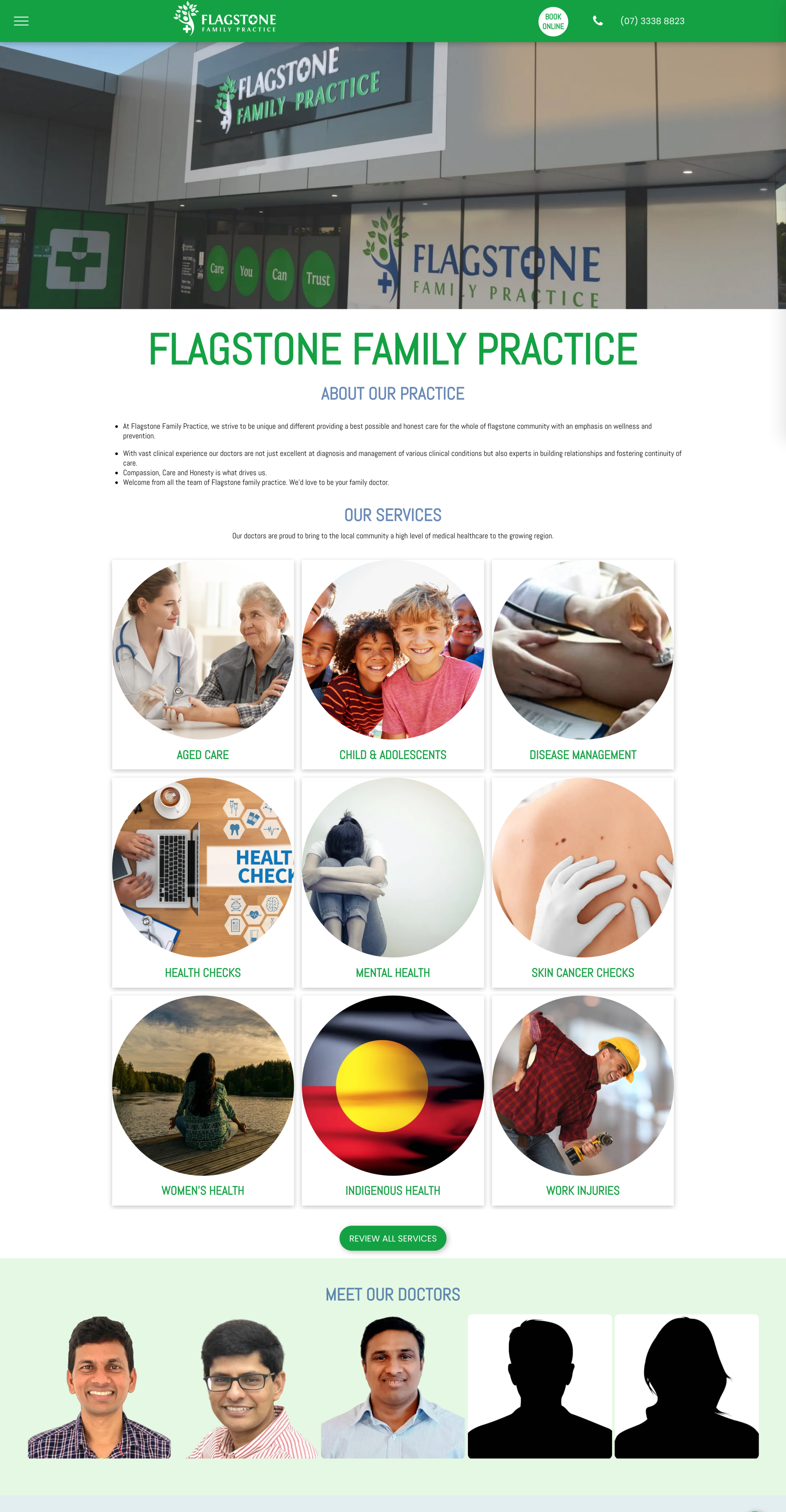 Custom design for General Practice Brisbane Website Desktop Version