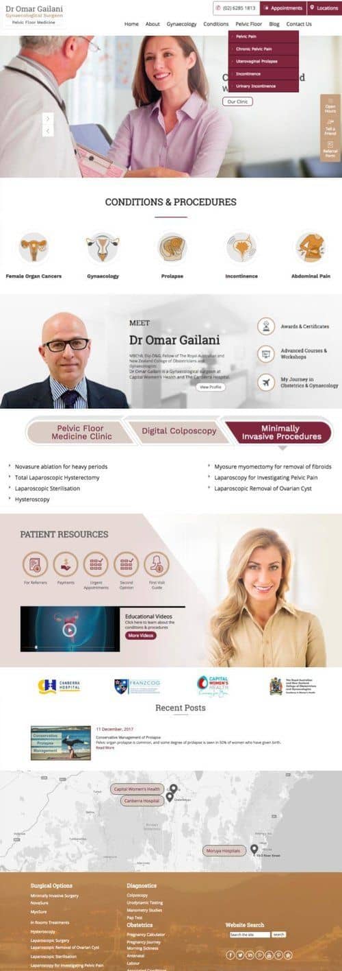 Dr Omar Gailani, Gynaecological Surgeon after website redesign