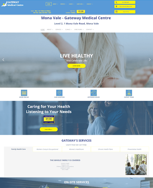 A screenshot of a website for a medical center.