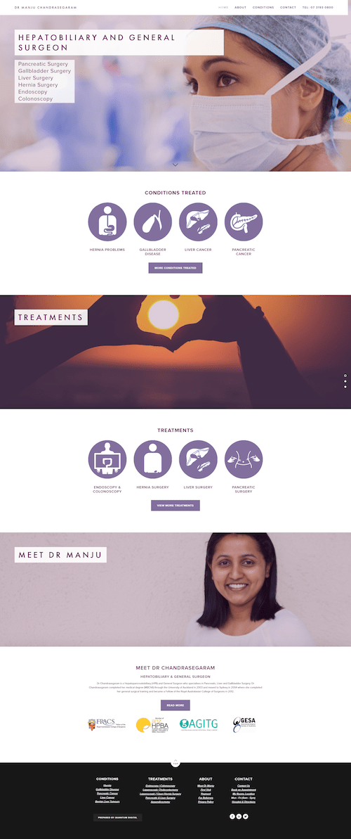 A woman in a surgical mask is smiling on a website.