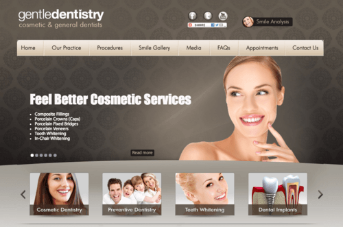 Gentle Dentistry, dental website design