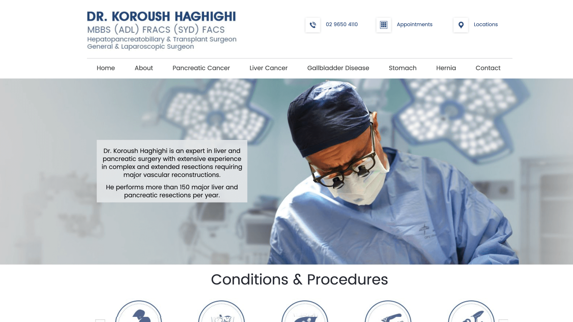Sydney General & Transplant Surgeon Website Design