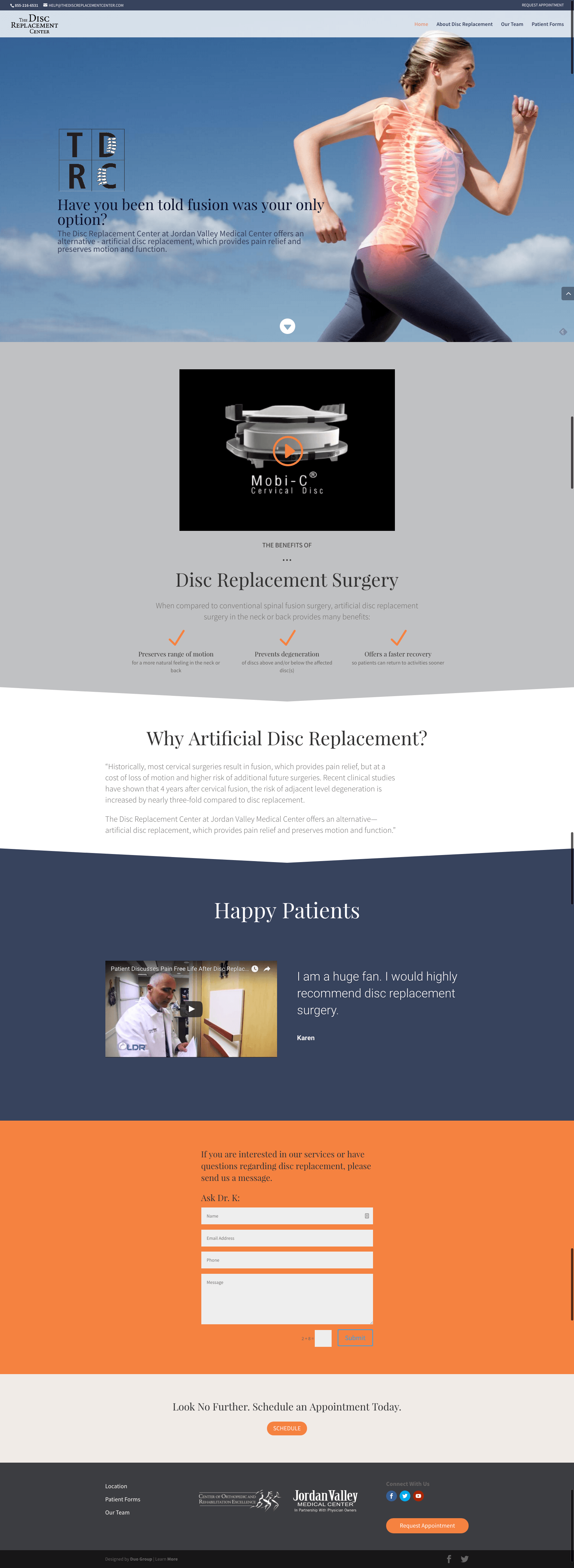The Disc Replacement Centre website design