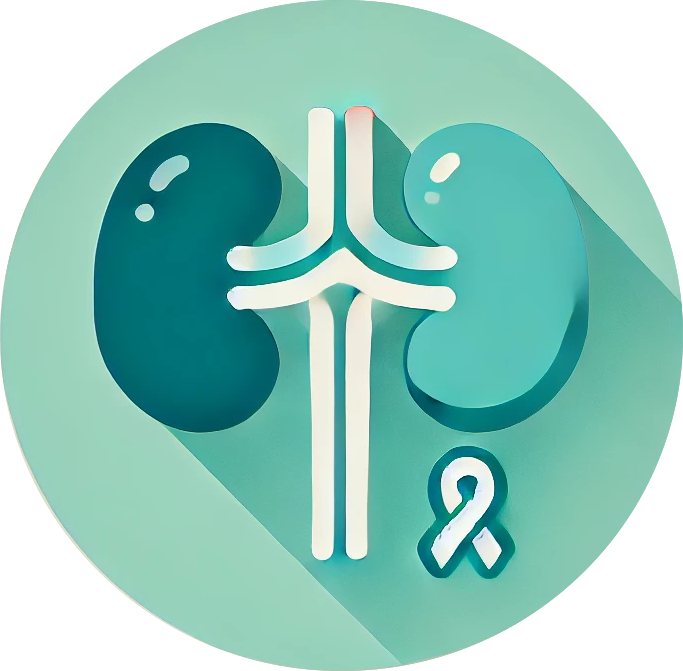 A kidney icon with a long shadow on a green background.