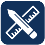 A pencil and ruler crossed over each other on a blue background.