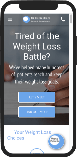 Custom design for Bariatric & General Surgeon Website Mobile Version