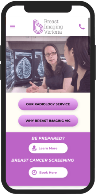 Custom Breast Imaging Practice Website Mobile Version