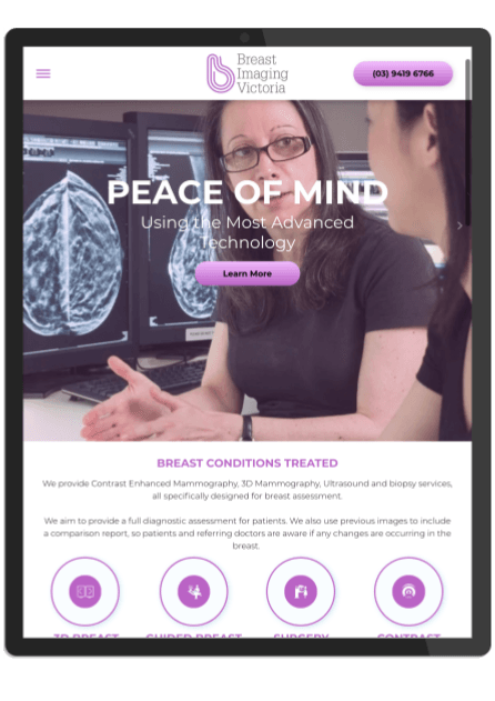 Custom Breast Imaging Practice Website Ipad Version