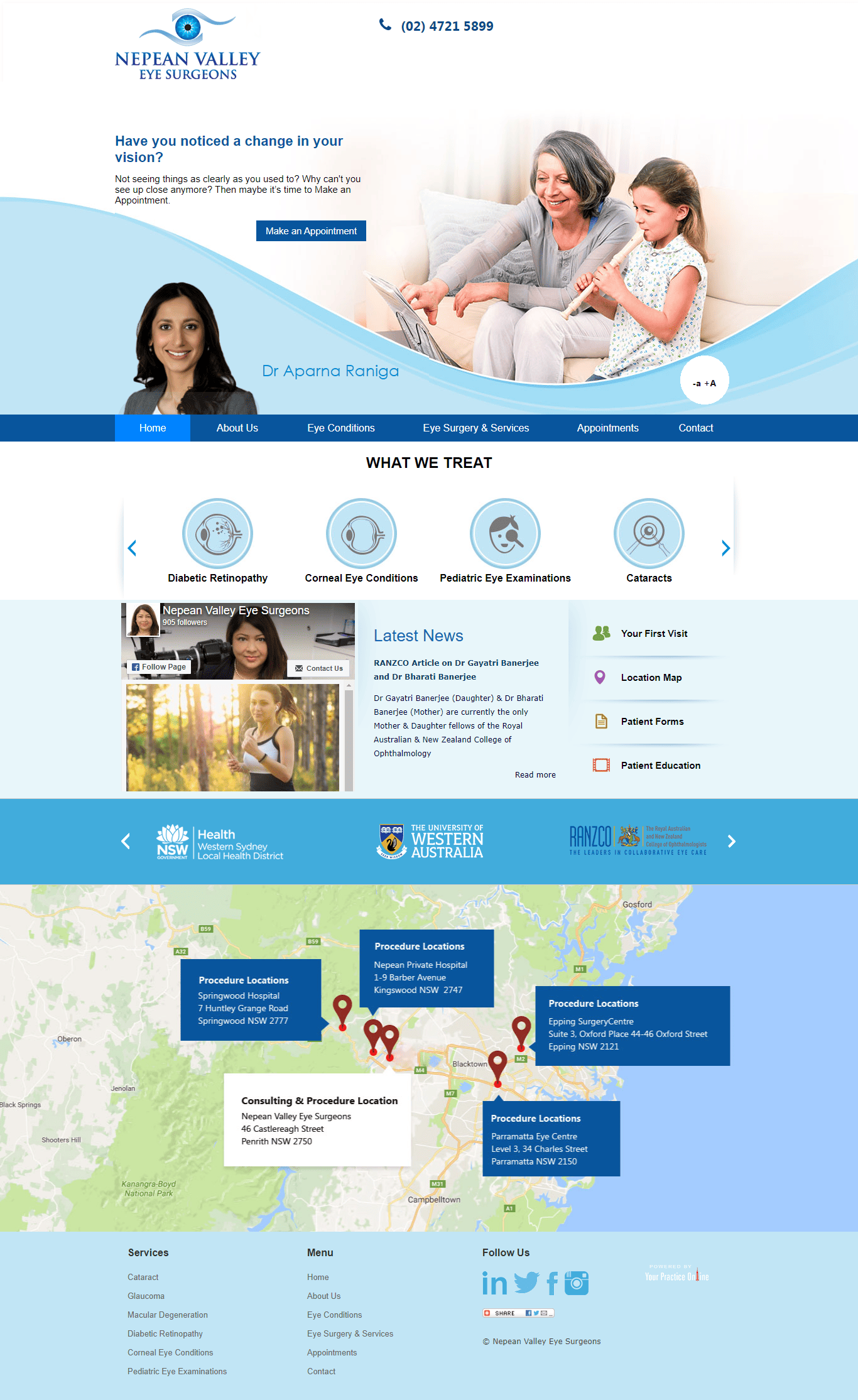 A screenshot of a website showing a family sitting on a couch.