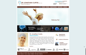 A website for dr jonathan curtis shows a woman with her arms outstretched