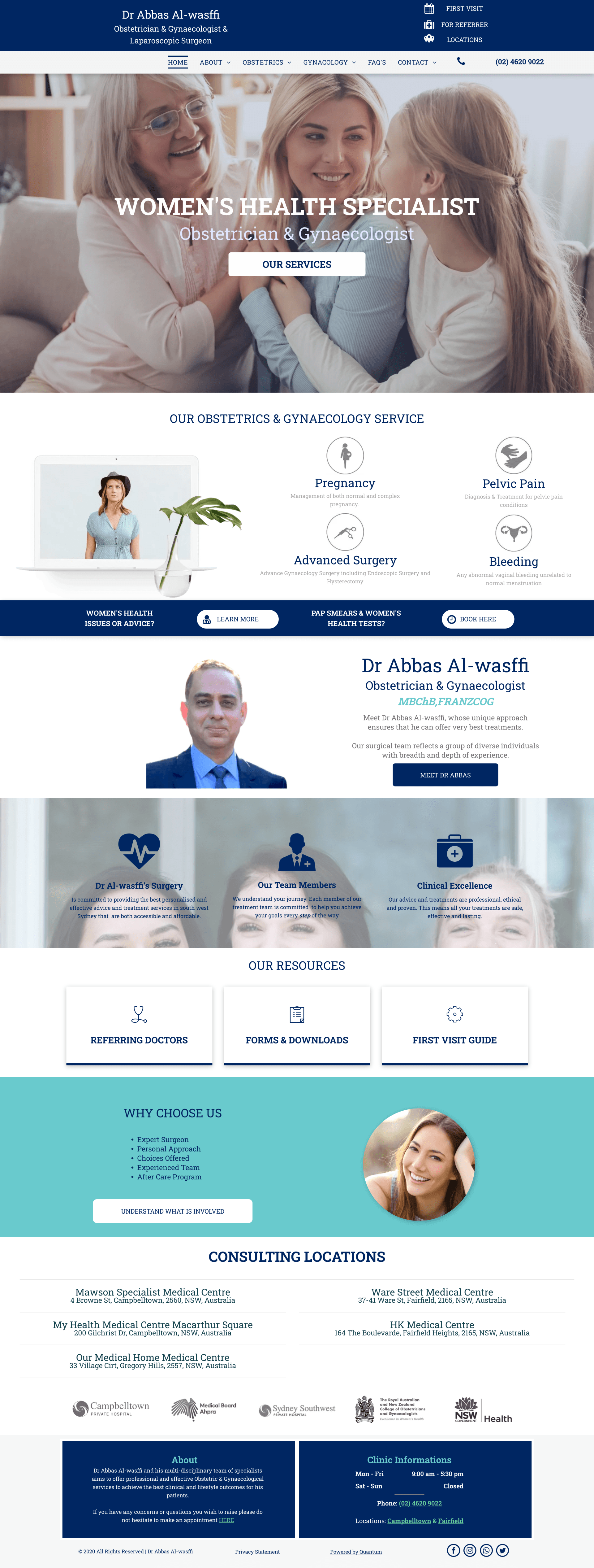Basic design for a solo practitioner website desktop version