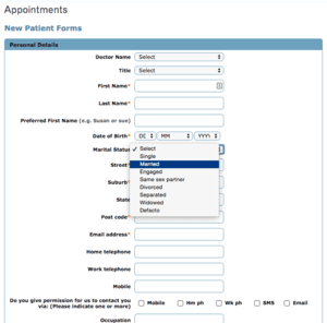 A screenshot of a web page that says appointments